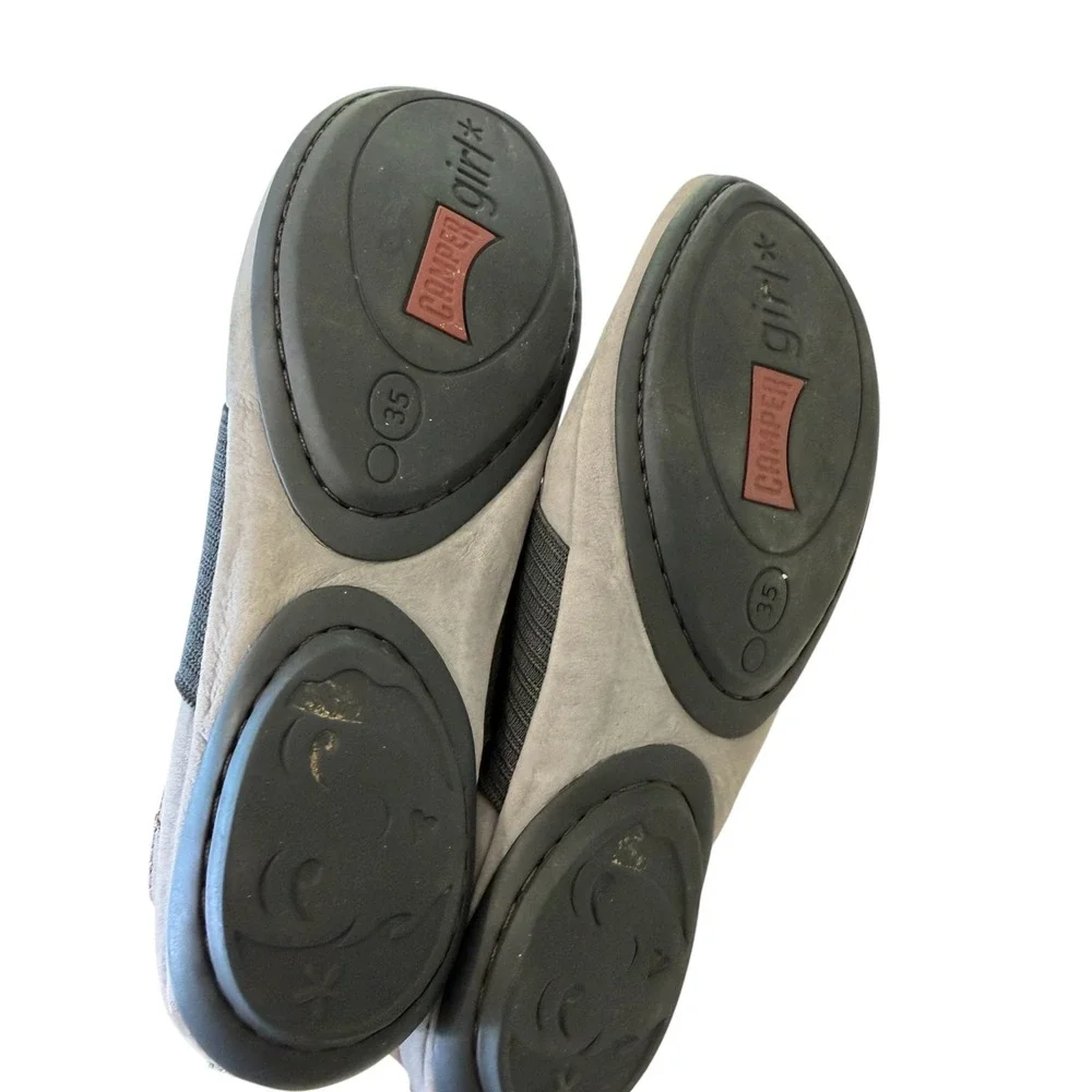 Camper Girls Grey Leather Slip On Ankle Boots, 35 /